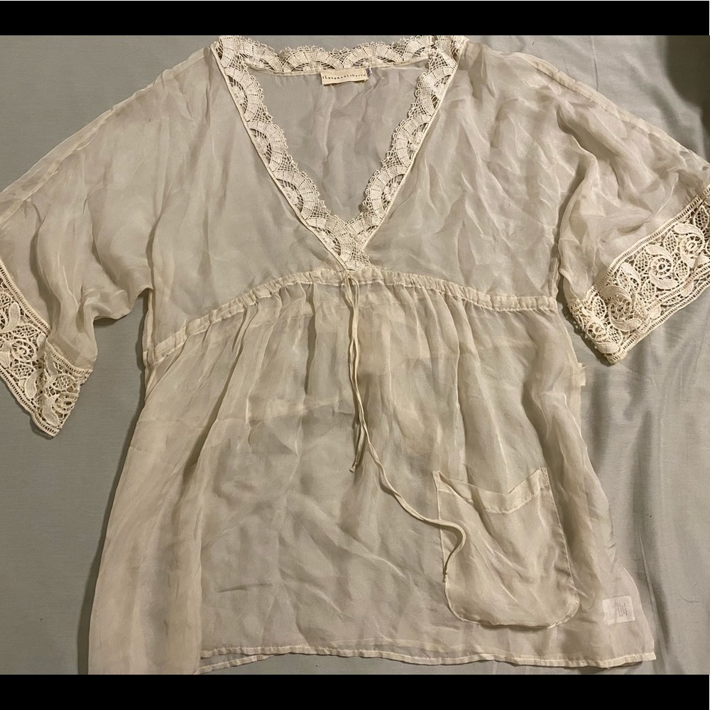 4 Love and Liberty (collection from Johnny Was) Silk Lace Blouse - Large